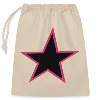 Pink Umrandung Star Design - Verschließbarer Geschenkbeutel aus Baumwolle (25x30cm) - Natur - Vorne
