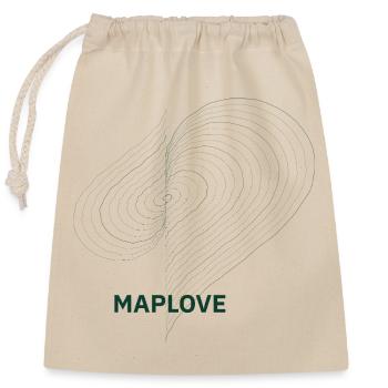 Coeur géométrique avec carte - Sac cadeau en coton avec cordon (25 x 30 cm) - nature - Devant