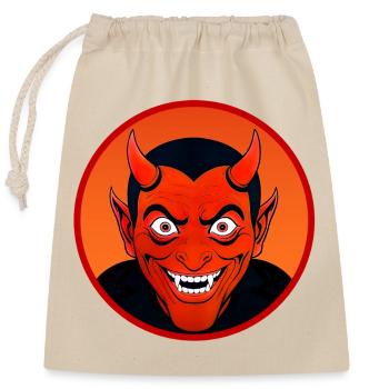 Demonic Devil's Head with Horn - Closable cotton gift bag (25x30cm) - nature - Front