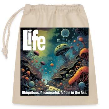 La vie, elle est partout - Sac cadeau en coton avec cordon (25 x 30 cm) - nature - Devant