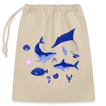 des Animaux Marins - Sac cadeau en coton avec cordon (25 x 30 cm) - nature - Devant