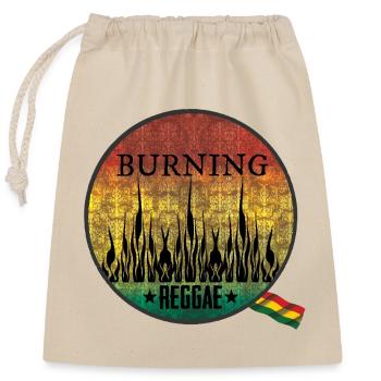 Feuriges Burning Reggae Emblem - Verschließbarer Geschenkbeutel aus Baumwolle (25x30cm) - Natur - Vorne
