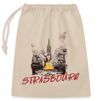 Strasbourg Cathedral – Duotone illustration - Closable cotton gift bag (25x30cm) - nature - Front