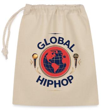 HipHop mondial Globe Microphones - Sac cadeau en coton avec cordon (25 x 30 cm) - nature - Devant