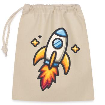 Conception de dessin animé de lancement de fusée - Sac cadeau en coton avec cordon (25 x 30 cm) - nature - Devant