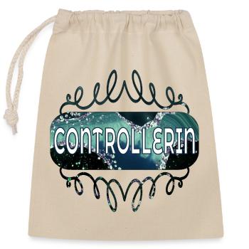 CONTROLLERIN - Verschließbarer Geschenkbeutel aus Baumwolle (25x30cm) - Natur - Vorne