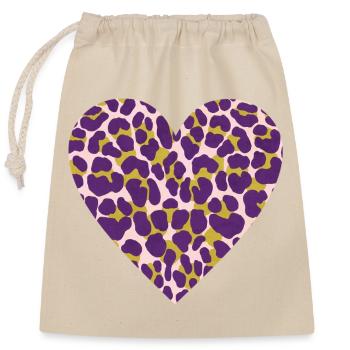 Motif cœur léopard violet - Sac cadeau en coton avec cordon (25 x 30 cm) - nature - Devant