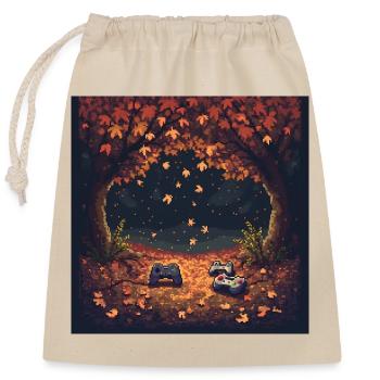 Pixel Autumn Leaves - Verschließbarer Geschenkbeutel aus Baumwolle (25x30cm) - Natur - Vorne