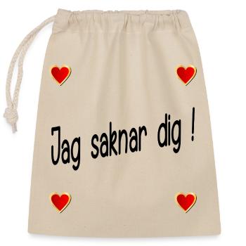 I miss you - Closable cotton gift bag (25x30cm) - nature - Front