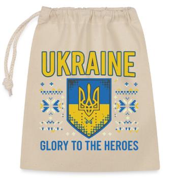 Ukraine Wappen Ruhm T-Shirt - Verschließbarer Geschenkbeutel aus Baumwolle (25x30cm) - Natur - Vorne