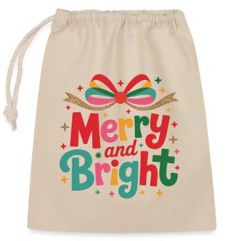 Merry and Bright Festive Bow - Closable cotton gift bag (25x30cm) - nature - Front