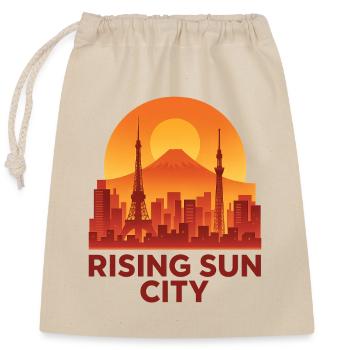 Aufgehende Sonne Stadt Skyline Silhouette  - Verschließbarer Geschenkbeutel aus Baumwolle (25x30cm) - Natur - Vorne