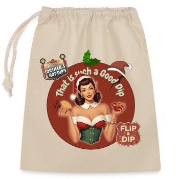 DAS IST SO EIN GUTER DIP - RETRO CHRISTMAS ELF - Verschließbarer Geschenkbeutel aus Baumwolle (25x30cm) - Natur - Vorne