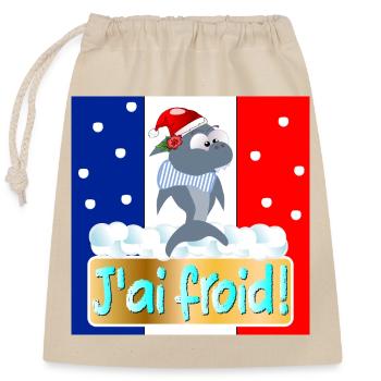 FRANCE I'M COLD SHARKS - Closable cotton gift bag (25x30cm) - nature - Front