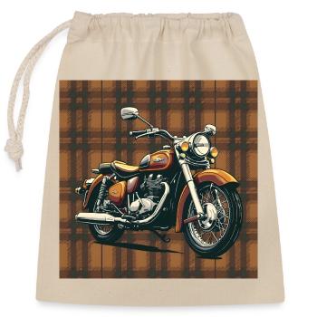 Retro Bike + Plaid Background - Verschließbarer Geschenkbeutel aus Baumwolle (25x30cm) - Natur - Vorne