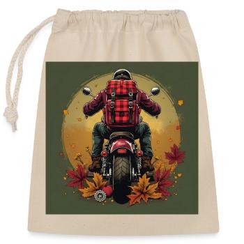 Gingham Backpack + Bike Gear - Closable cotton gift bag (25x30cm) - nature - Front