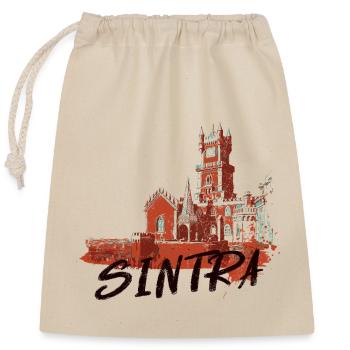 Palais de Pena Sintra illustration ocre rouge - Sac cadeau en coton avec cordon (25 x 30 cm) - nature - Devant
