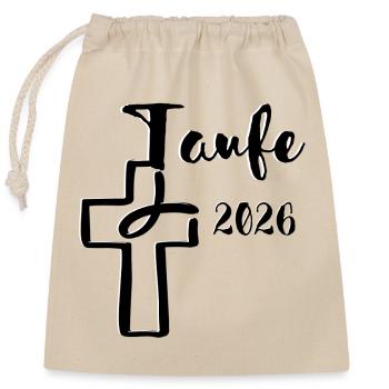 Baptism 2026 Cross with Fish Dipping - Closable cotton gift bag (25x30cm) - nature - Front