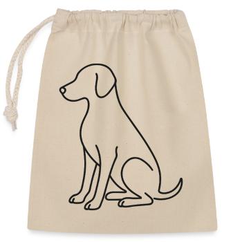 Sitting Dog Sketch – Animal Motif - Closable cotton gift bag (25x30cm) - nature - Front