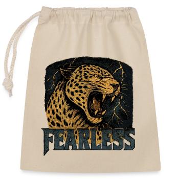 Furchtloser Leopard Power Design - Verschließbarer Geschenkbeutel aus Baumwolle (25x30cm) - Natur - Vorne