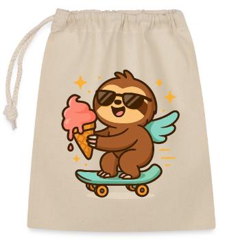 Cool Sloth Skateboard Treat Cone - Verschließbarer Geschenkbeutel aus Baumwolle (25x30cm) - Natur - Vorne