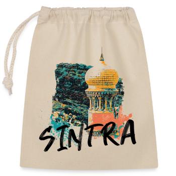 Tour mauresque typique du parc Sintra illustration - Sac cadeau en coton avec cordon (25 x 30 cm) - nature - Devant