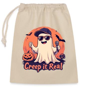 Creep It Real Ghost avec micro - Sac cadeau en coton avec cordon (25 x 30 cm) - nature - Devant