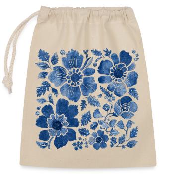 Motif floral avec texture denim - design élégant - Sac cadeau en coton avec cordon (25 x 30 cm) - nature - Devant