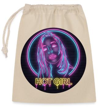 Neon Hot Girl - Verschließbarer Geschenkbeutel aus Baumwolle (25x30cm) - Natur - Vorne