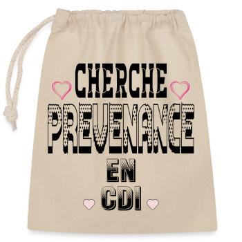 Looking for Thoughtfulness on a permanent contract - Closable cotton gift bag (25x30cm) - nature - Front