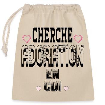 Cherche Adoration en CDI - Sac cadeau en coton avec cordon (25 x 30 cm) - nature - Devant