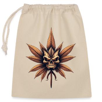 Crâne Feuille Gothique Cannabis - Sac cadeau en coton avec cordon (25 x 30 cm) - nature - Devant