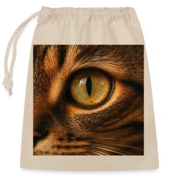 Animal - Cat, Close Up Of Eye - Closable cotton gift bag (25x30cm) - nature - Front