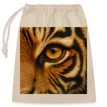 Animal - Tiger, close up of eye - Closable cotton gift bag (25x30cm) - nature - Front