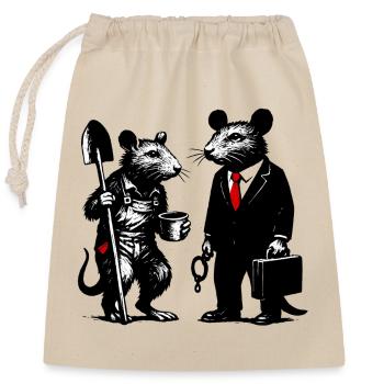 Worker Rat and Office Rat - Closable cotton gift bag (25x30cm) - nature - Front