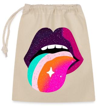 Prismatic Rainbow Tongue Lips - Closable cotton gift bag (25x30cm) - nature - Front