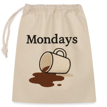 Kaffee zum Montag – typischer Wochenstart - Verschließbarer Geschenkbeutel aus Baumwolle (25x30cm) - Natur - Vorne