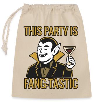 Cette fête est fang-tastic - Halloween 2025 - Sac cadeau en coton avec cordon (25 x 30 cm) - nature - Devant