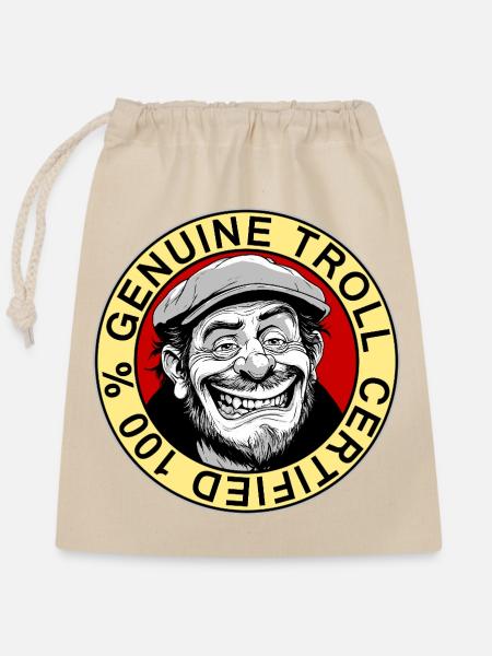 Echtes Troll-zertifiziertes Abzeichen - Verschließbarer Geschenkbeutel aus Baumwolle (25x30cm) - Natur