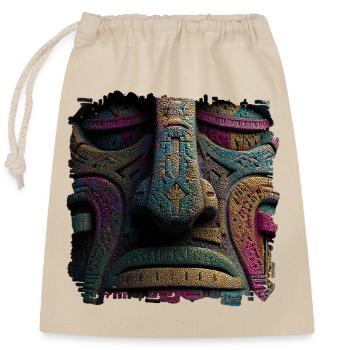 Masque Totem de Relief de Couleur Aztèque - Sac cadeau en coton avec cordon (25 x 30 cm) - nature - Devant