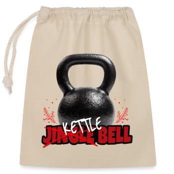 Jingle Bell - Kettlebell - Verschließbarer Geschenkbeutel aus Baumwolle (25x30cm) - Natur - Vorne
