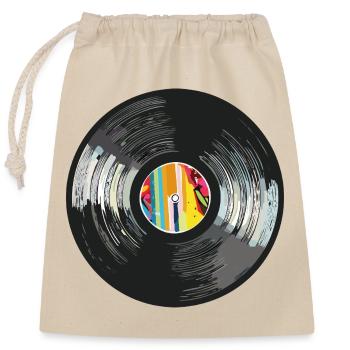 Vinyl_5 - Sac cadeau en coton avec cordon (25 x 30 cm) - nature - Devant