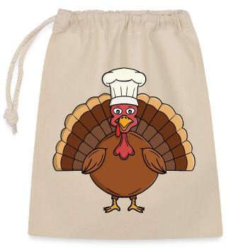 Chef Türkei Karikatur Thanksgiving - Verschließbarer Geschenkbeutel aus Baumwolle (25x30cm) - Natur - Vorne