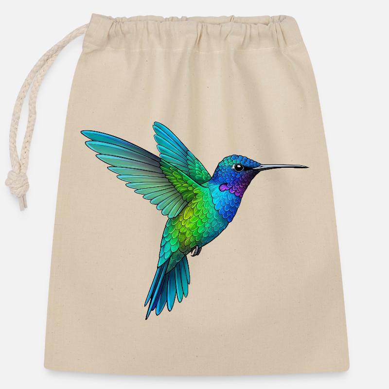 Rainbow Hummingbird Flight - Closable cotton gift bag (25x30cm) - nature
