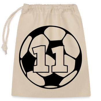Nummer 11 Fußball - 11-jähriges Jubiläum - Verschließbarer Geschenkbeutel aus Baumwolle (25x30cm) - Natur - Vorne