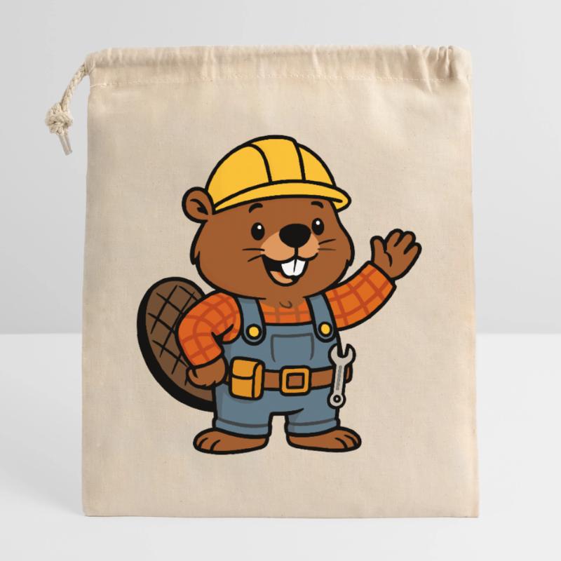 Beaver Construction Worker Bob Helm Hello Plan Builder Closable cotton gift bag (25x30cm)
