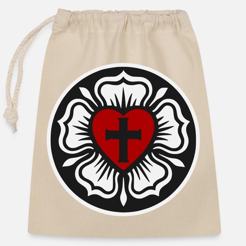 Rose luthérienne - Sac cadeau en coton avec cordon (25 x 30 cm) - nature