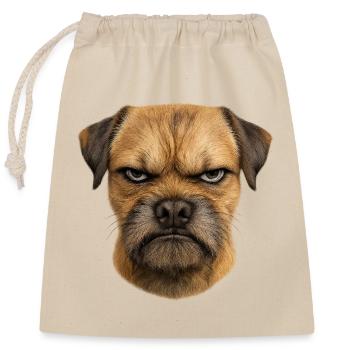 Visage de chien sinistre | Border Terrier - Sac cadeau en coton avec cordon (25 x 30 cm) - nature - Devant