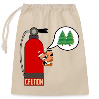 ATTENTION FEU DE SAPIN DE NOËL - Sac cadeau en coton avec cordon (25 x 30 cm) - nature - Devant