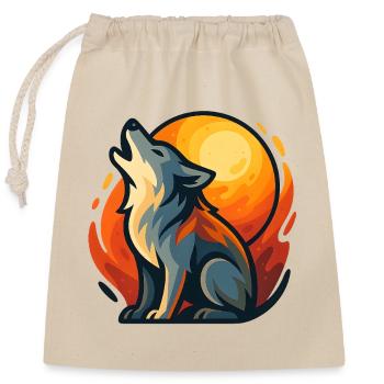 Hurlement du loup - Sac cadeau en coton avec cordon (25 x 30 cm) - nature - Devant
